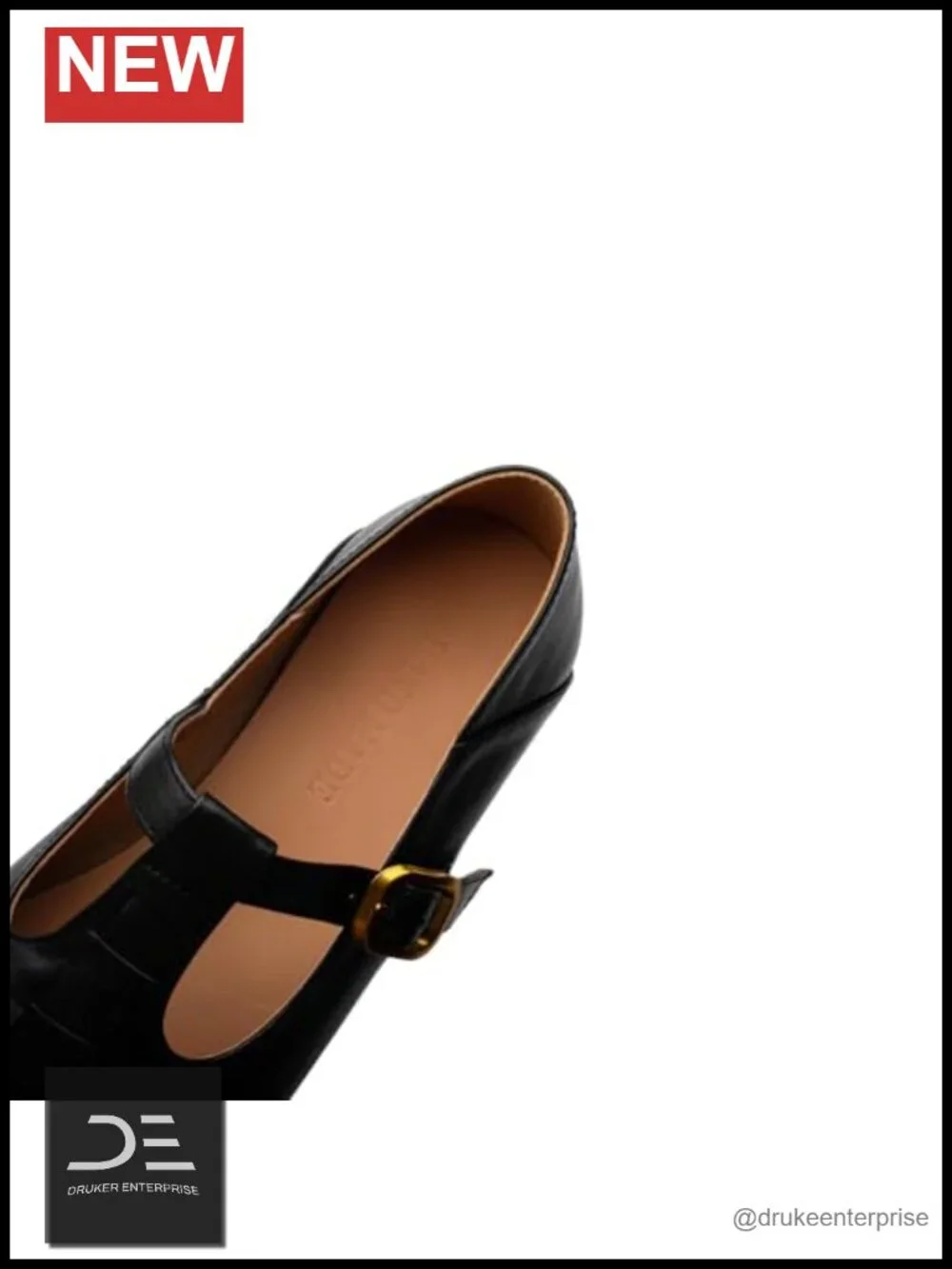 Leather Mary Jane Flats with Block Heel - Woven Detailing